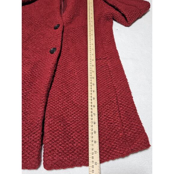 Banana Republic Red Burgundy, 75% Poly 25wool Collar Cardigan Cable KnitSweater - Picture 5 of 6